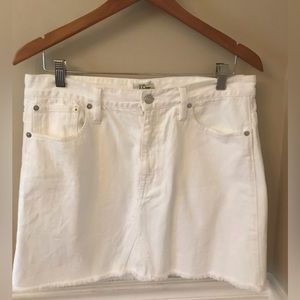 J Crew White Denim Mini Skirt Frayed Hem 31